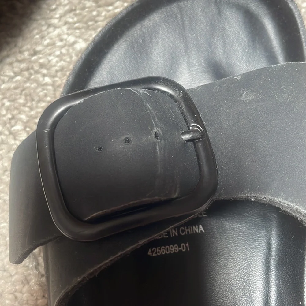 - Rubi black slides cork size Medium vegan leather 7/8
